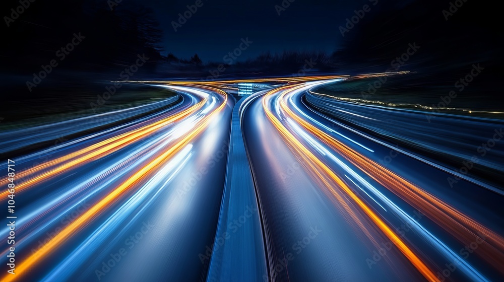Speeding Lights, Trails Of Light Long Exposure, Urban Night Photography, Abstract Background Speeding Lights, Trails Of Light Long Exposure, Urban Night Photography, Abstract Background