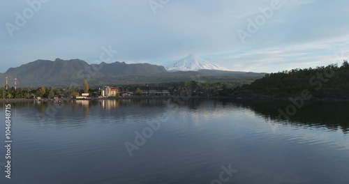 Wallpaper Mural Beautiful scene that conveys the tranquility of Pucon, its beautiful beach and colorful landscape with Villarrica volcano in the background. Araucania, Chile Torontodigital.ca