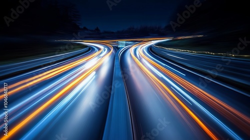 Speeding Lights, Trails Of Light Long Exposure, Urban Night Photography, Abstract Background