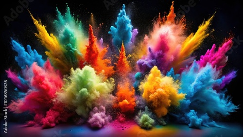 Color Powder Explosion PNG Element Set for Creative Design, Vibrant Colorful Effects, Isolated on Transparent Background for Graphic Projects, Backgrounds, Celebrations, and Artistic Creations