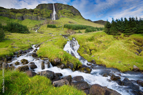 Bjarnarfoss waterfall on Snæfellsnes peninsula in the west of Iceland photo