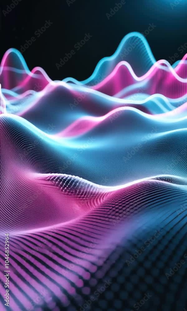 A digital landscape of vibrant, glowing waves and peaks, illustrating data visualization. A digital landscape of vibrant, glowing waves and peaks, illustrating data visualization.