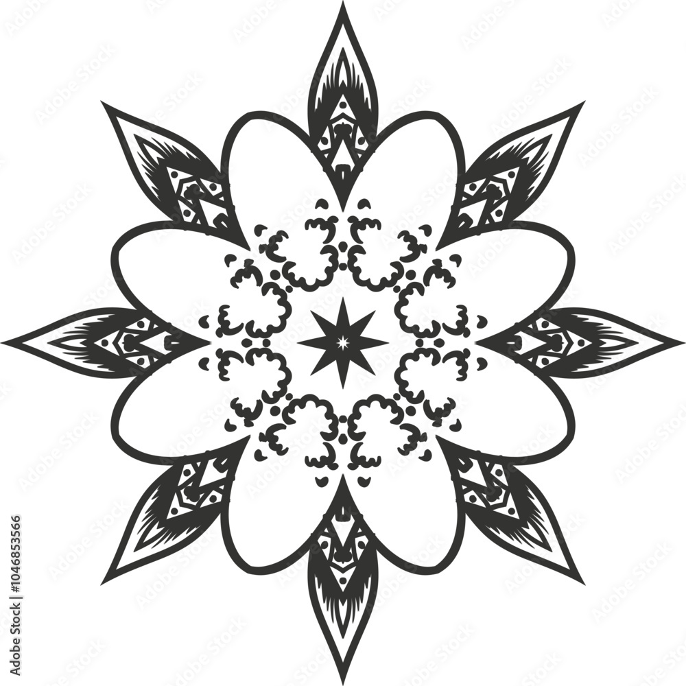 Mandala Art Circular Pattern in Form of Mandala With Flower for Henna, Mehndi, Tattoo, Decoration Decorative Ornament in Ethnic Oriental Style. Mandala Art Circular Pattern in Form of Mandala With Flower for Henna, Mehndi, Tattoo, Decoration Decorative Ornament in Ethnic Oriental Style.