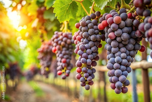 Wallpaper Mural Close-up of bunches of ripe red wine grapes hanging from a trellis, cluster grapes, vineyard, grapes Torontodigital.ca