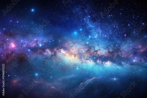 Dark galaxy background with deep blues and purples and stars in the distance, distant galaxies, dark matter, cosmos, celestial bodies