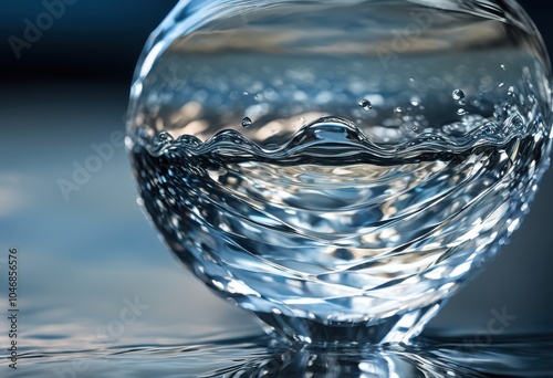 stunning close clear water glass capturing reflections transparency liquid elements, artistic, background, beverage, bubbles, clarity, color, composition photo