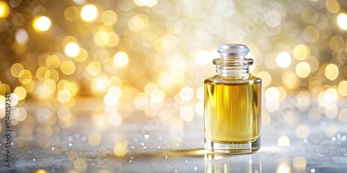 Glossy Baby Oil with Bokeh Effect on White Background - Soft Reflections and Clear Texture for Stock Photography