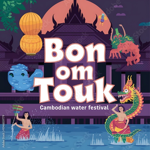 Illustration of Cambodian Water Festival Bon Om Touk photo