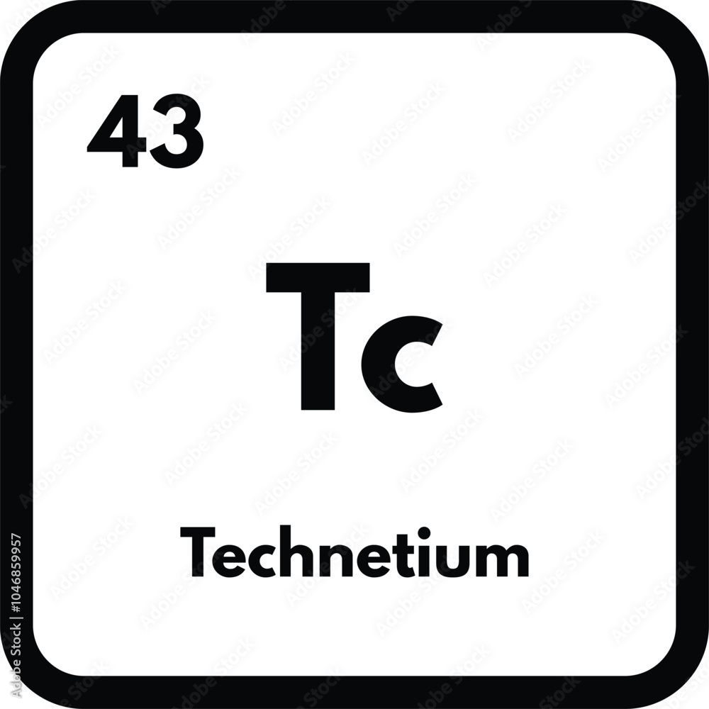 Technetium chemical element icon isolated on white background . Technetium icon vector
