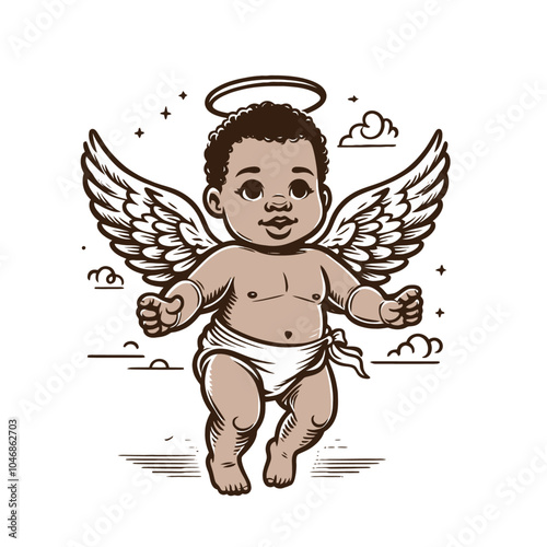 cute baby angel graphic vector illustration	

