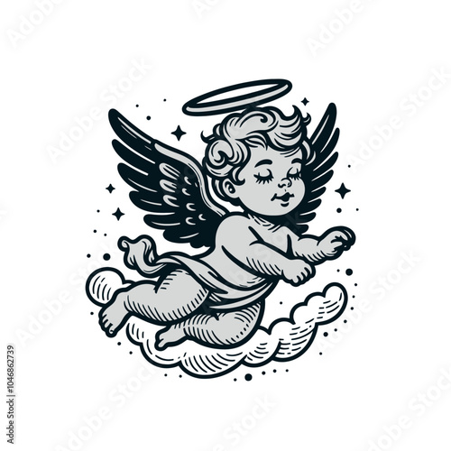 cute baby angel graphic vector illustration	
