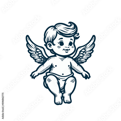 cute baby angel graphic vector illustration	
