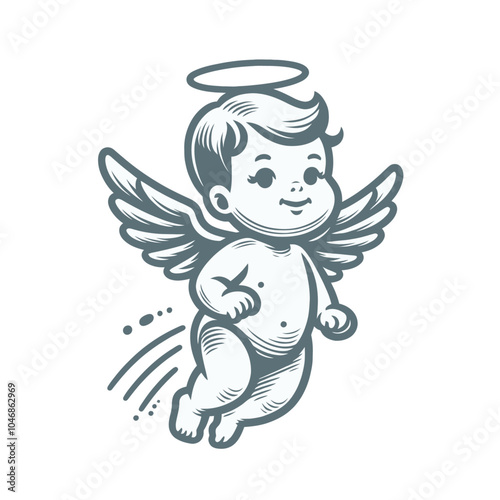 cute baby angel graphic vector illustration	
