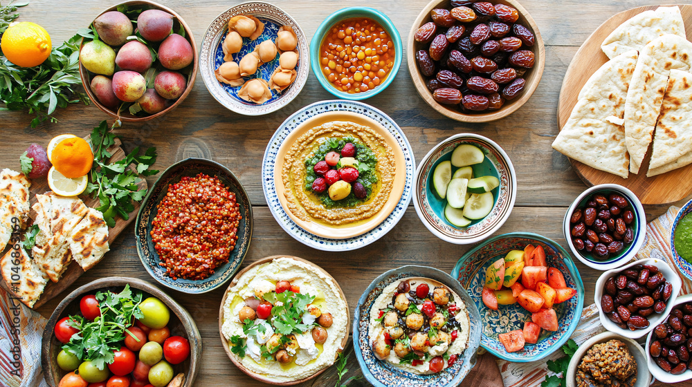 Middle Eastern Meze Platter with Hummus, Baba Ganoush, and Dates Middle Eastern Meze Platter with Hummus, Baba Ganoush, and Dates