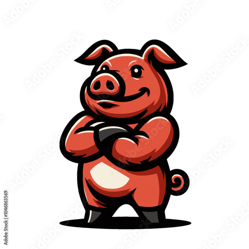 Angry agressive hog mascot. Modern vector isolated illustration