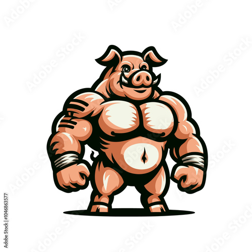 Angry agressive hog mascot. Modern vector isolated illustration