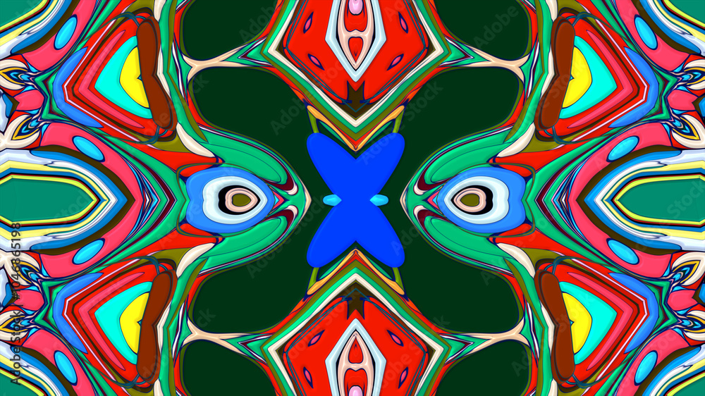 Fototapeta premium Abstract colorful psychedelic mandala kaleidoscope background pattern for a summer music festival
