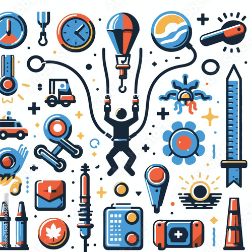 Bungee Jumping element set vector illustration