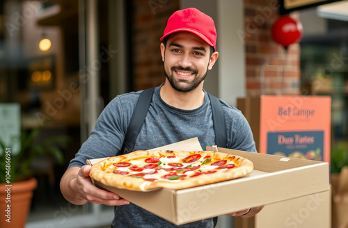 pizza delivery man photo