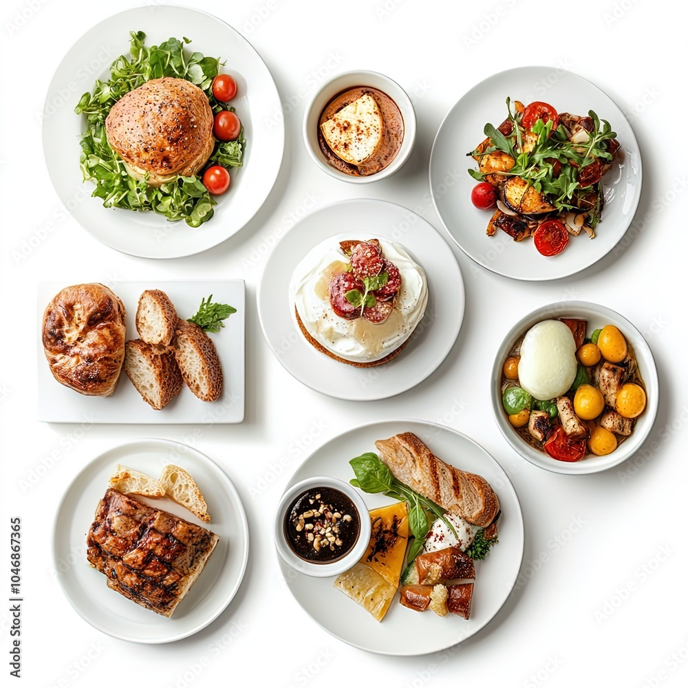 Gourmet meal on an isolated white background Gourmet meal on an isolated white background
