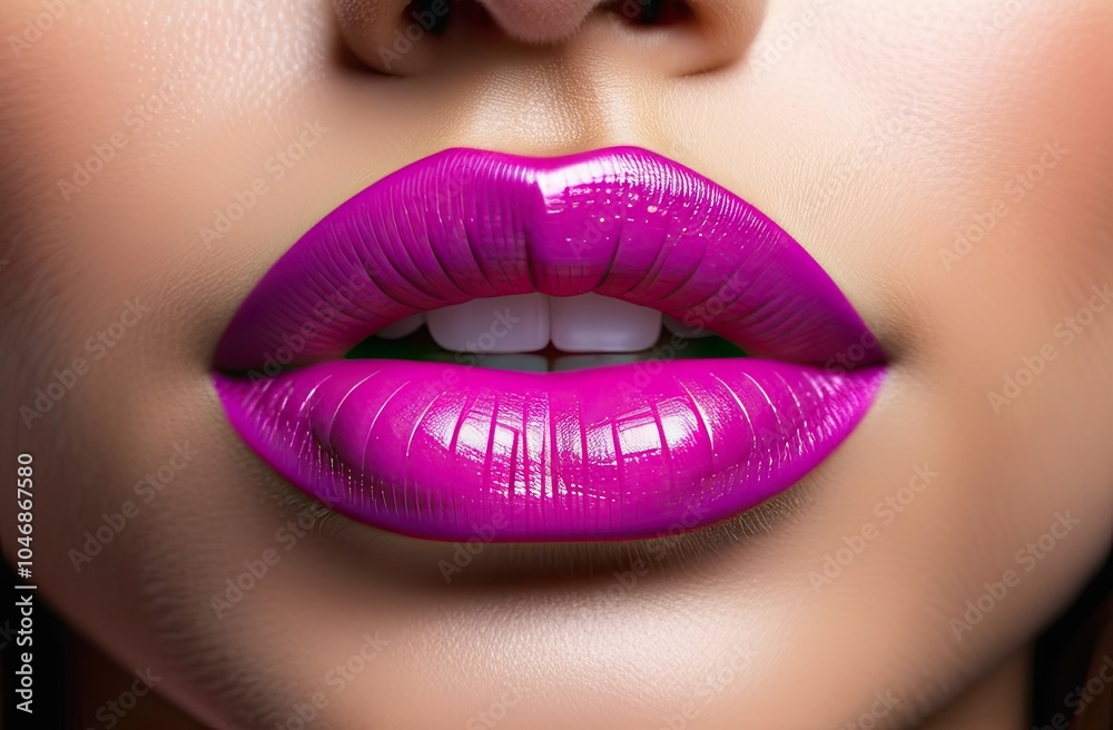 full and pouty lips with bright pink lipstick full and pouty lips with bright pink lipstick