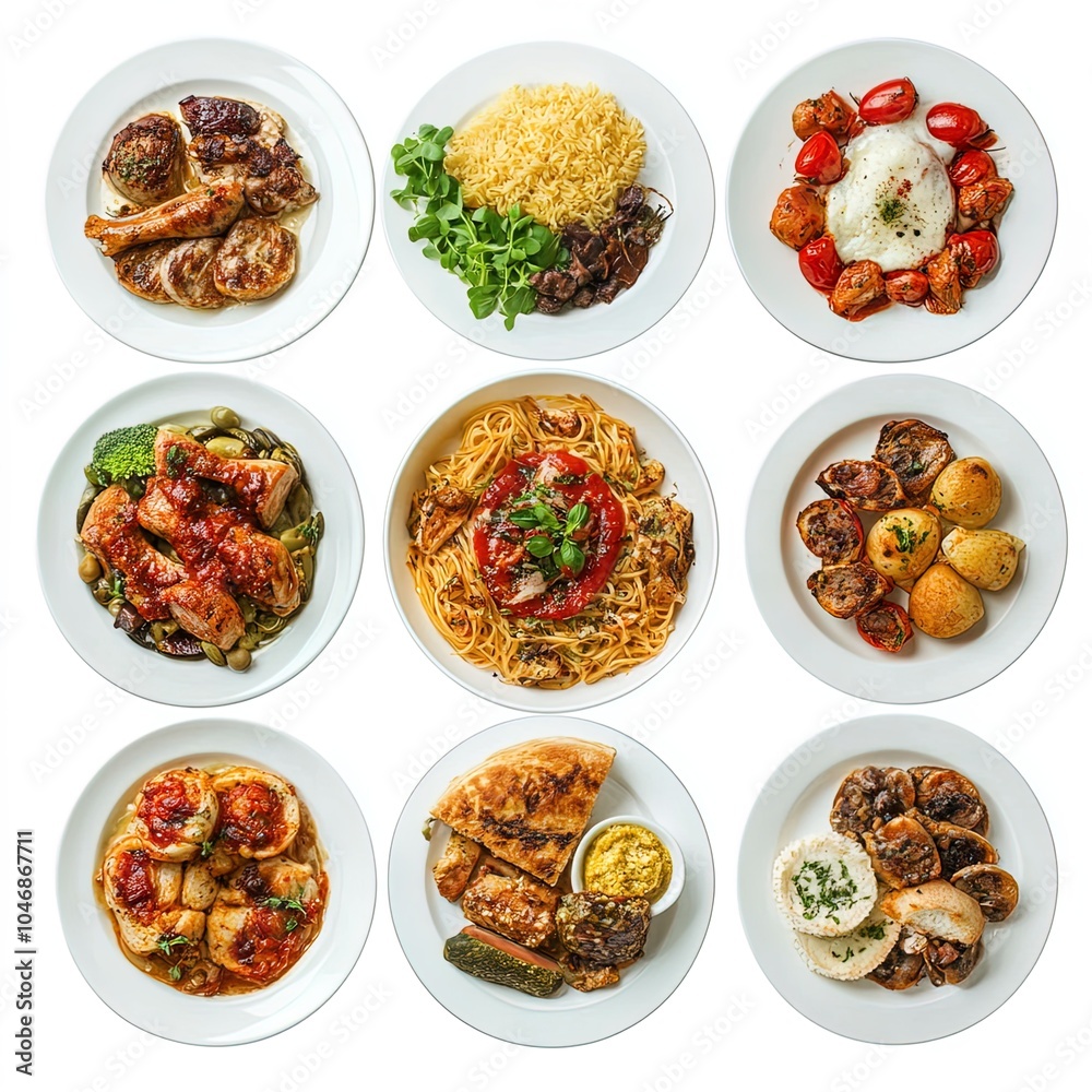 Gourmet meal on an isolated white background Gourmet meal on an isolated white background