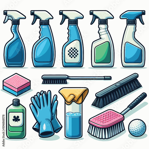 Club Cleaner set vector illustration