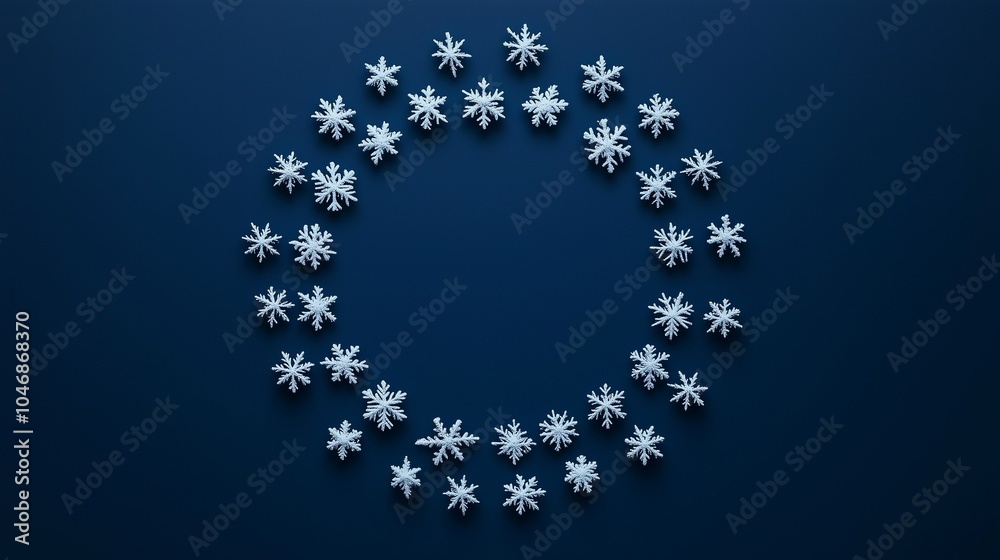 Snowflakes on a navy blue background