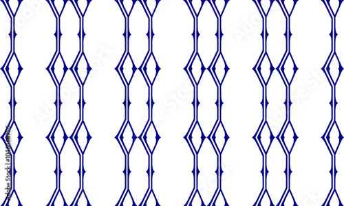 Seamless pattern with rhombuses in white and blue diamond line net, with squares block arrange as wall design for fabric print, wallpaper, background, vertical strip