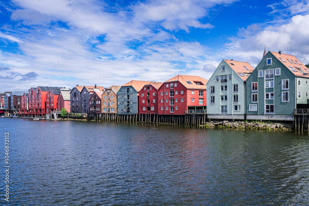 Fototapeta premium Trondheim building on riverside