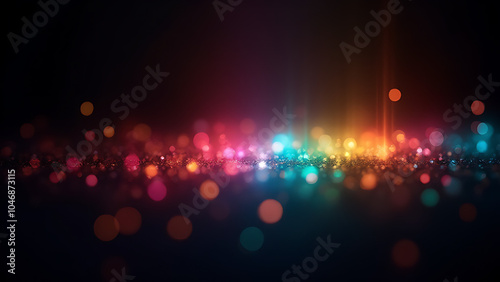 ens flare and colorful rainbow light leaks create abstract bokeh effects on black backgrounds with shining crystals and defocused rainbow colors. photo