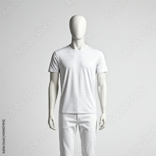 mannequin dressed in a white shirt for mockup design