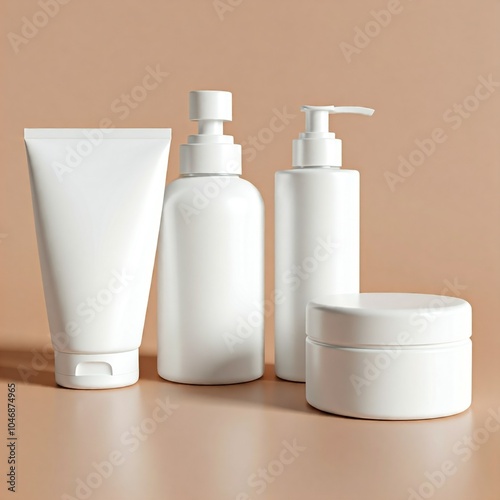 set of cosmetic containers for mockup design