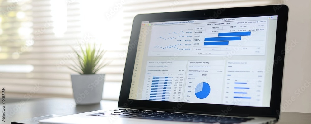 Laptop with Data Analysis. Laptop with Data Analysis.