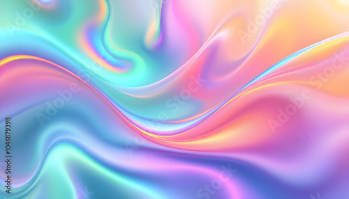 Holographic abstract pastel colors backdrop. Hologram gradient neon color. Rainbow graphic. Vibrant iridescent neon background. holographic soft pastels, abstract, trendy vaporwave gradient