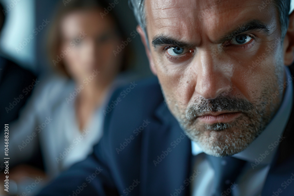 Created with generative ai image of angry severe strict worker Created with generative ai image of angry severe strict worker