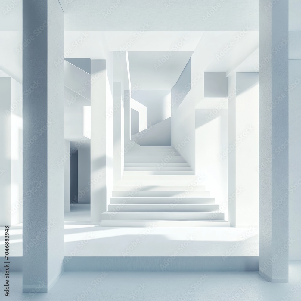 Minimalist White Staircase. Minimalist White Staircase.
