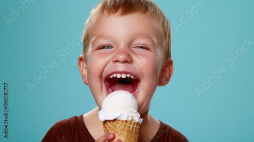  Happy smile, ice cream sweet taste: children's moment of joy