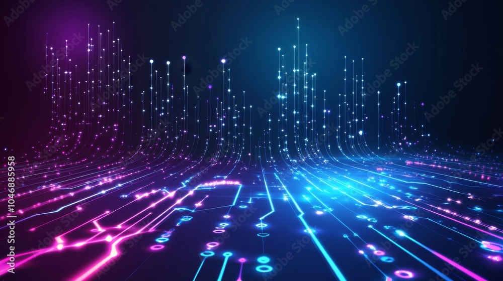 Obraz premium Abstract Digital Technology Background with Bright Lights