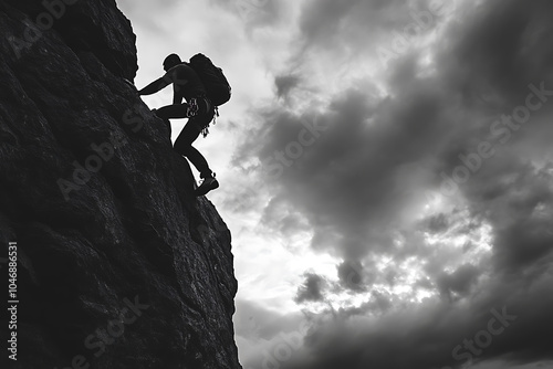 Powerful depictions of individuals overcoming challenges, featuring people climbing steep, rugged terrain or breaking through physical and metaphorical obstacles.