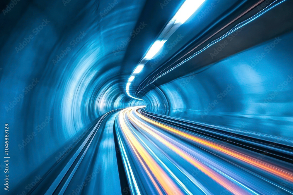 Underground tunnel with blurred light tracks. Underground tunnel with blurred light tracks.