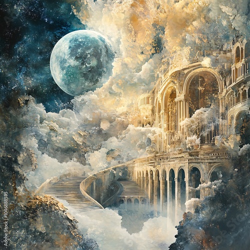 Ethereal Palace in the Clouds: A Fantasy Dreamscape