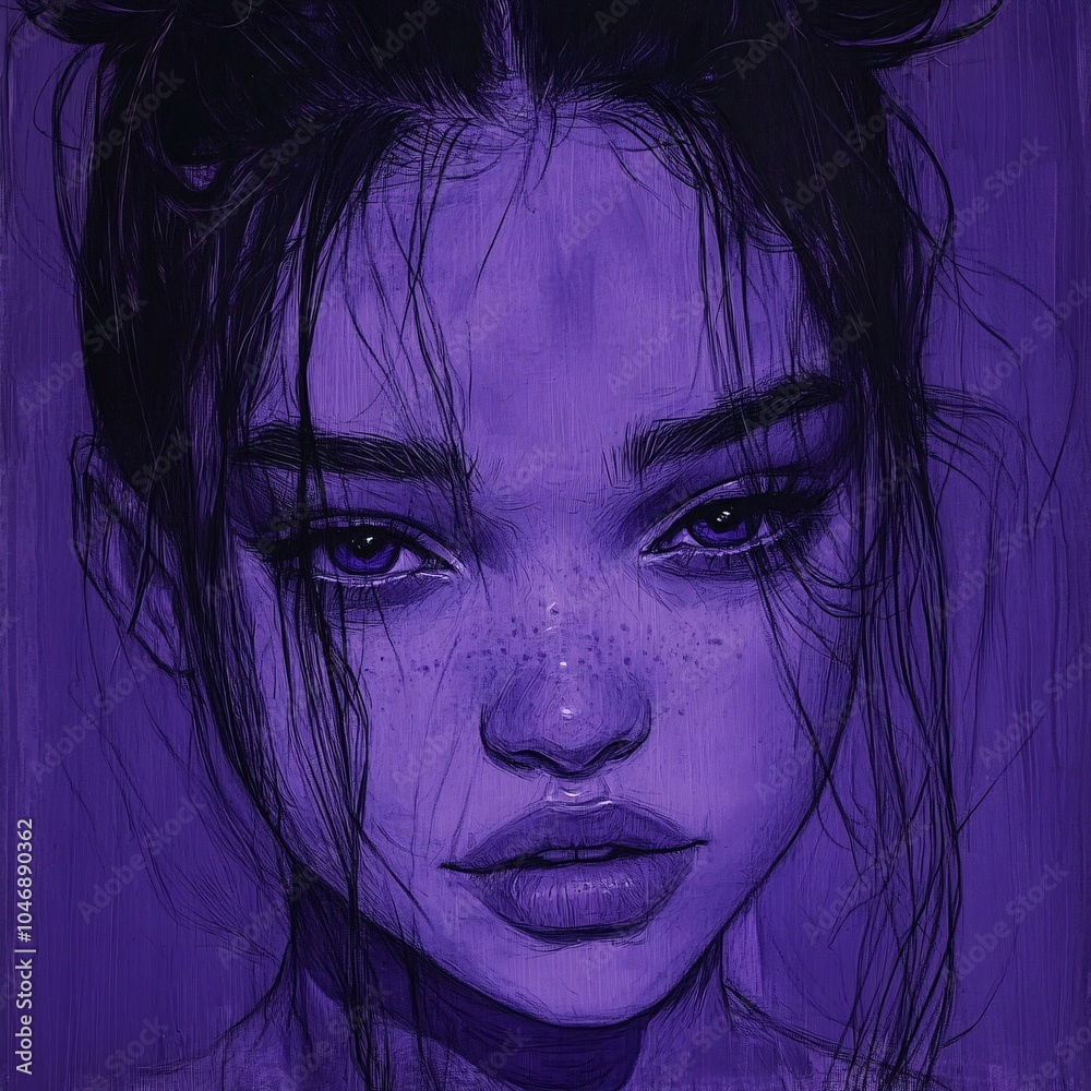 Purple Hues: A Captivating Portrait of Feminine Beauty Purple Hues: A Captivating Portrait of Feminine Beauty