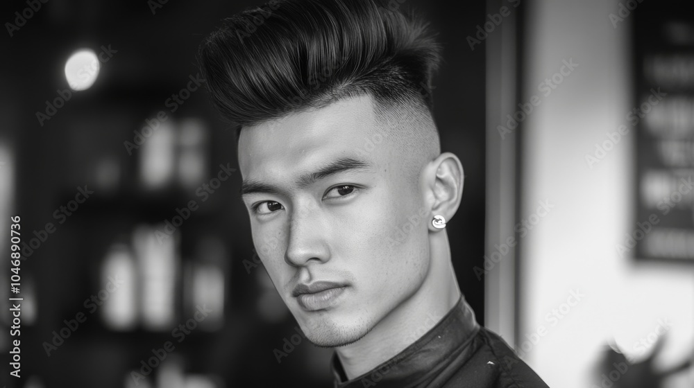 Stylish Portrait of Young Man in Black and White Stylish Portrait of Young Man in Black and White