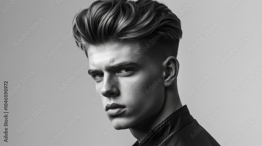 Intense Black and White Portrait of Young Man Intense Black and White Portrait of Young Man