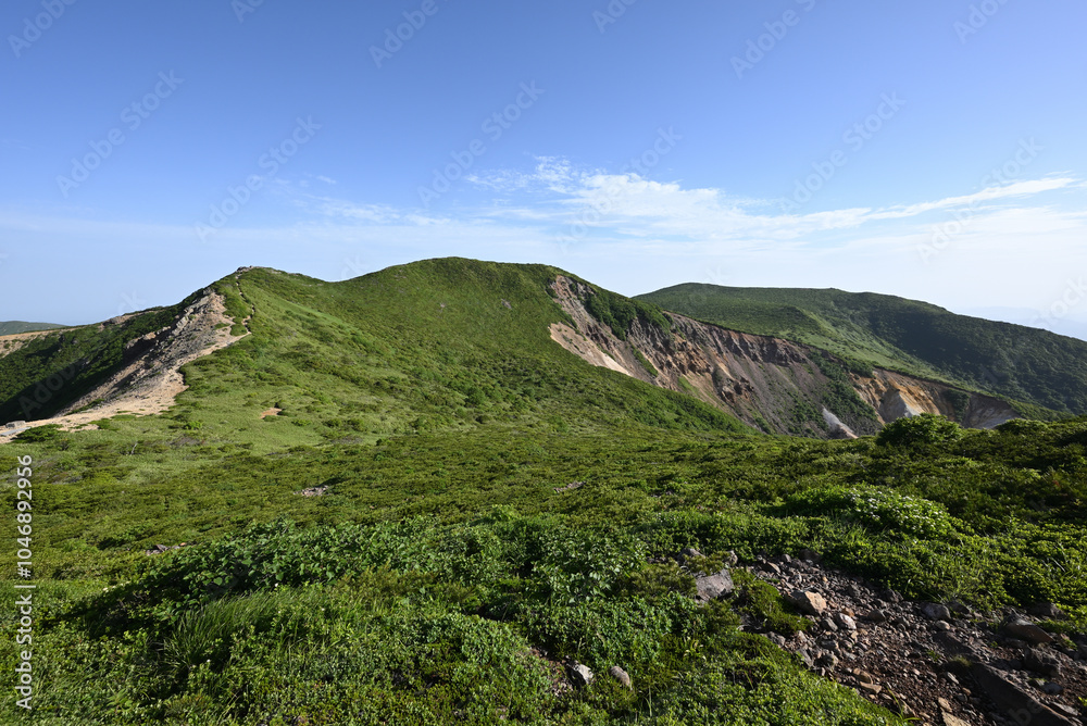 Climbing mountain ridge, Nasu, Tochigi, Japan Climbing mountain ridge, Nasu, Tochigi, Japan
