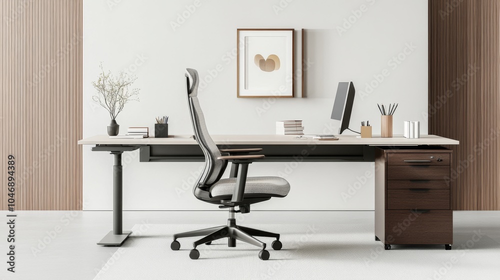 Modern Minimalist Home Office Setup with Plant Modern Minimalist Home Office Setup with Plant