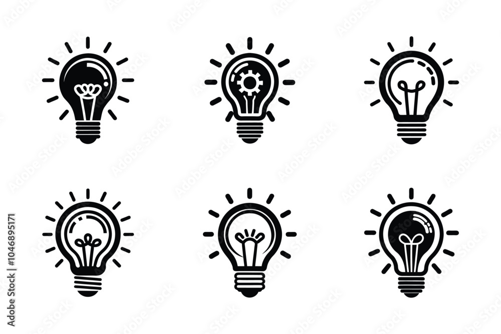 Idea icon bundle set in silhouette style vector design Idea icon bundle set in silhouette style vector design