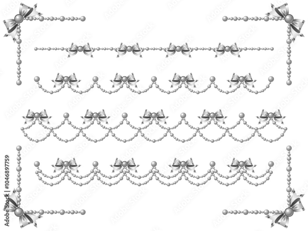 Obraz premium パール、石、リボンFセット、三色2銀