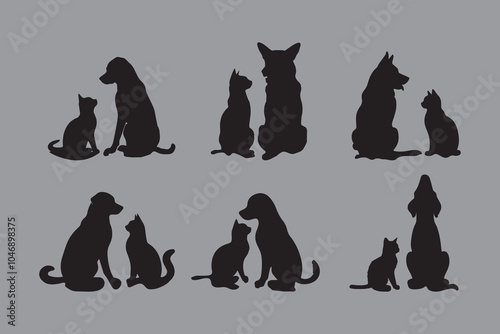 Dog and Cat Vector Bundle - Adorable Pet Illustrations for Vector, Cartoon, and Clipart Designs